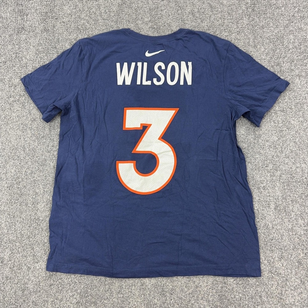 Denver Broncos Shirt Mens Large Blue NFL Football Nike Russell Wilson 3 Tee